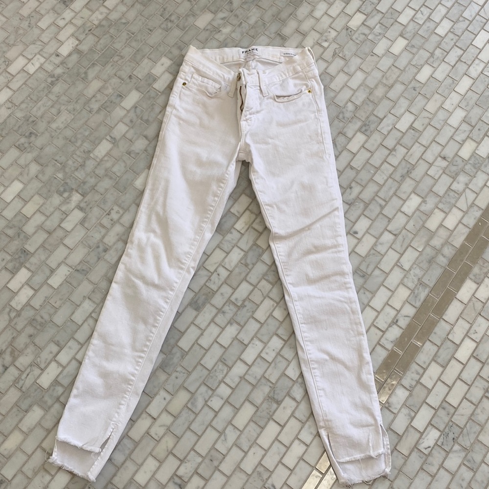 White skinny frame jeans